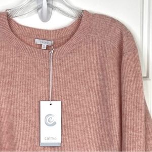JOHNNY WAS CALME 100% Cashmere Ribbed Pullover Sweater NEW Size XL Blush Pink